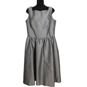 Alfred Sung Quarry Silver Gray Pockets Sleeveless Zip Back Formal Midi Dress 16